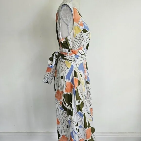 Lafayette 148 New York Aileen Print Tie-Waist Midi Dress - Picture 8 of 11